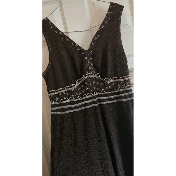 Elementz Mocha Brown Sleeveless Dress White Embroidery Detailing Size Large NWT - Picture 3 of 13